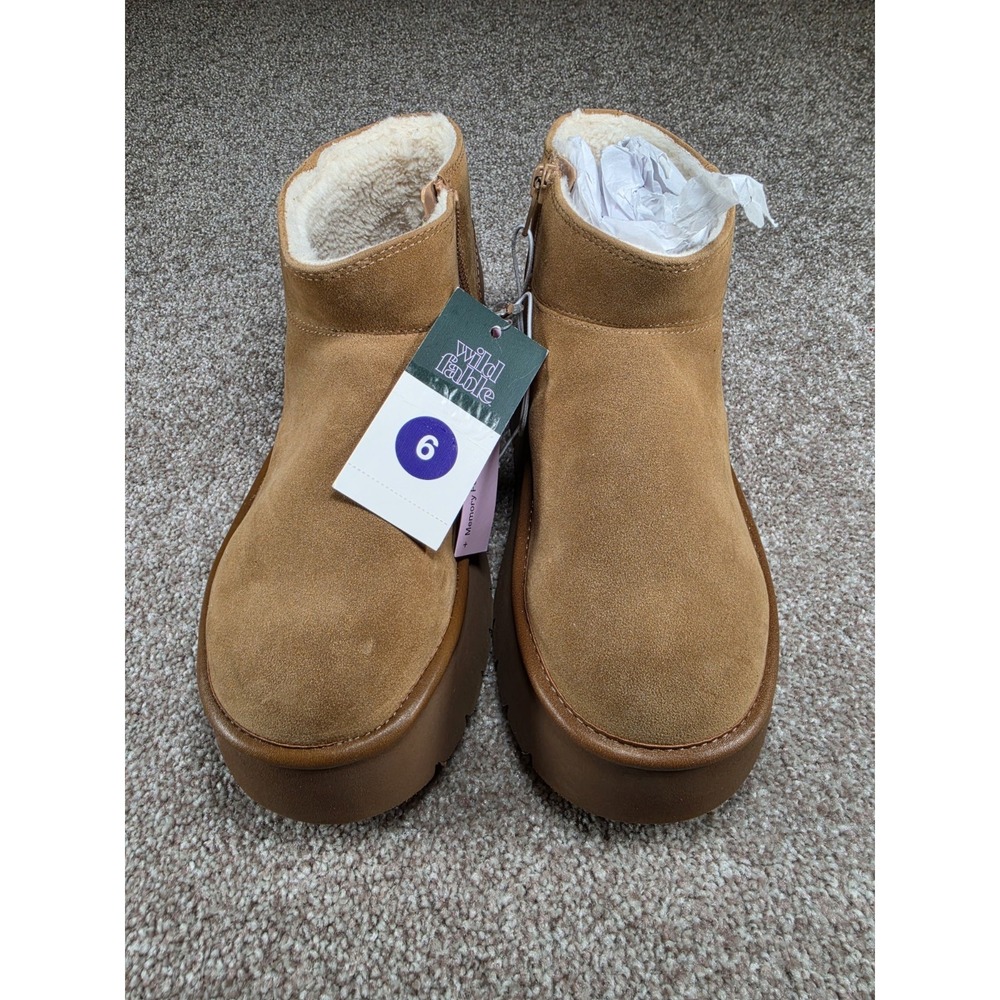 Wild‎ Fable Missy Platform Ankle Boots Womens Size 6 Chestnut Faux Suede NWT